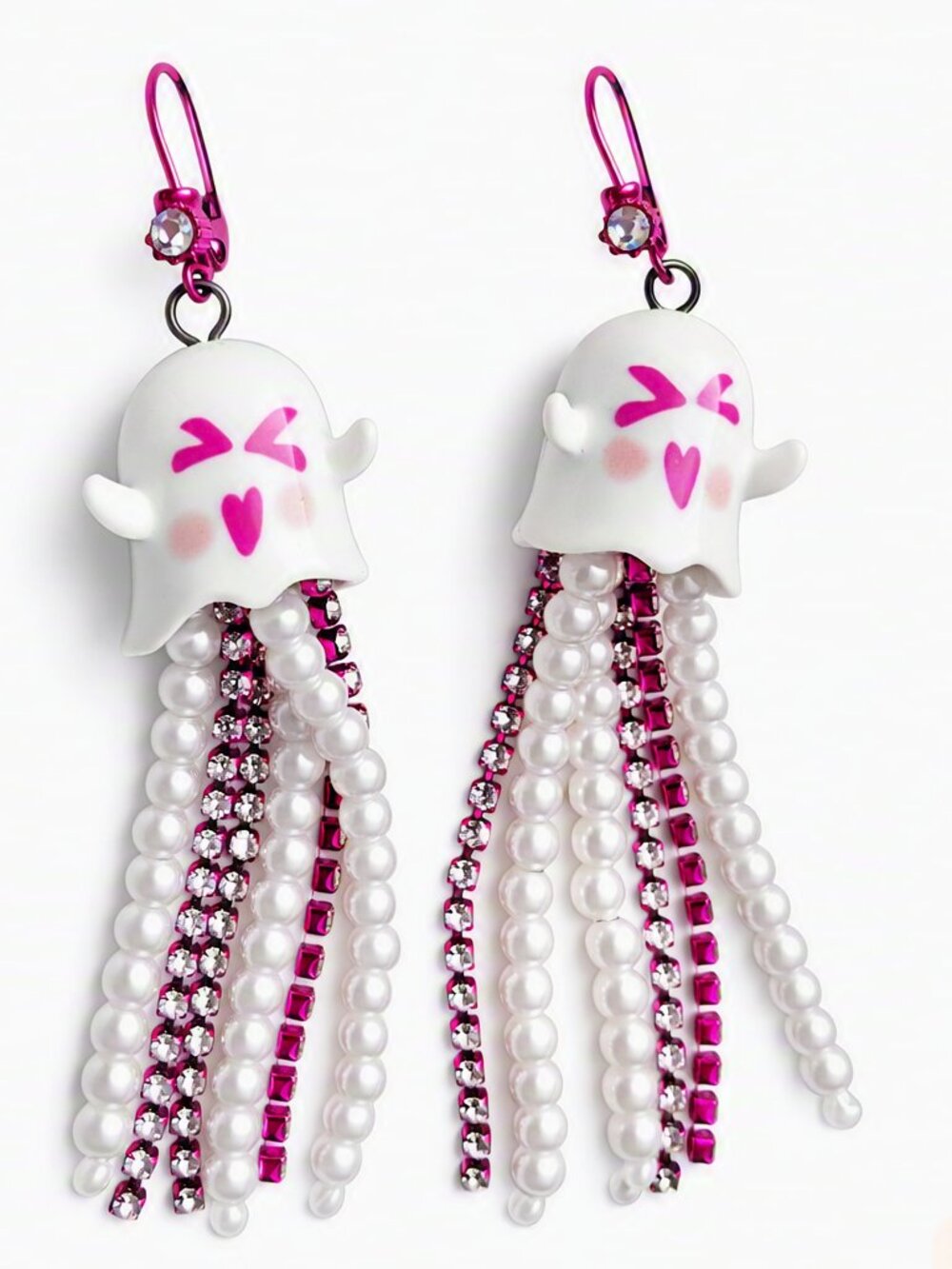 Betsey Johnson Glow‑in‑the‑Dark Halloween Dangle Ghost Earrings